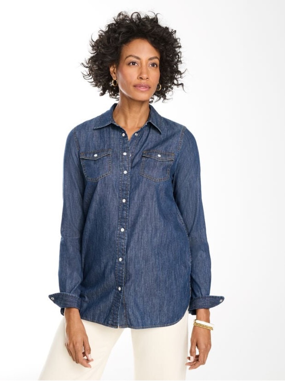 Talbots Classic Indigo Denim Button-Up Shirt - L